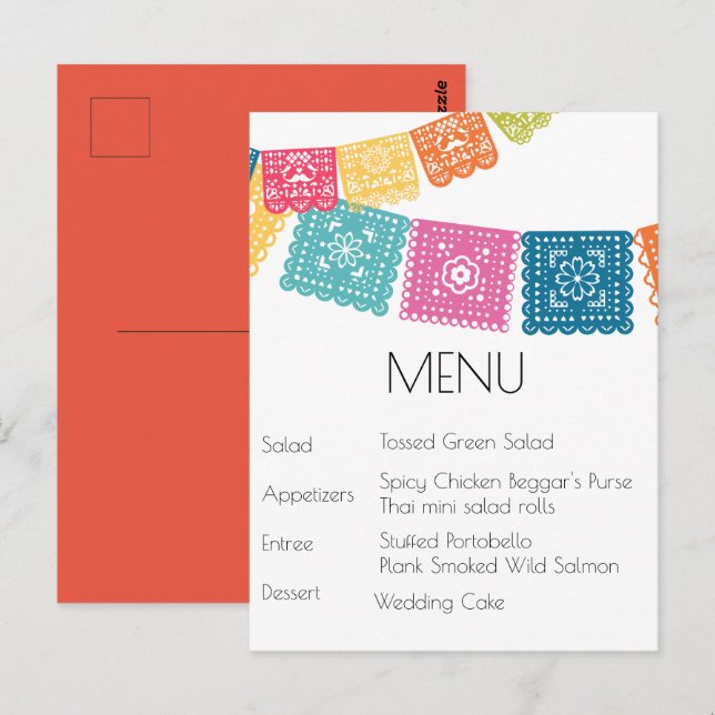 Cartão Postal Casamento - Boda - Wedding Papel Picado RSVP (Frente/Verso)