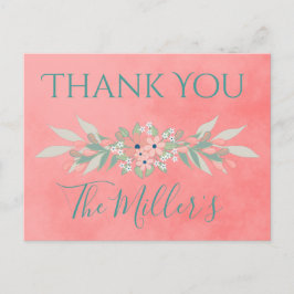 Cartão Postal Casamento bonito Pink Country Obrigado