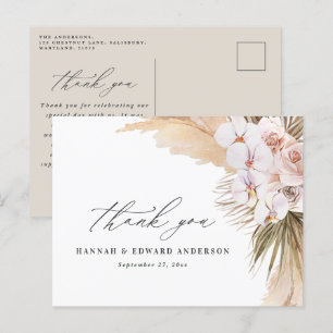 Cartão Postal Casamento botânico boêmico moderno da grama Pampas