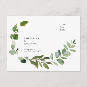 Cartão Postal Casamento Botânico de Eucalyptus Moderno Salve a D