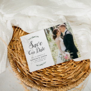 Cartão Postal casamento botânico elegante salvar a data