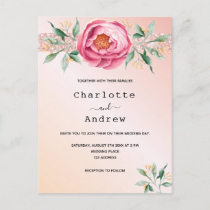 Cartão Postal Casamento brilhante de cor rosa-rosa