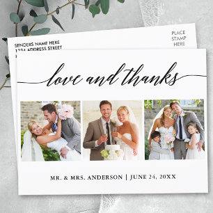 Cartão Postal Casamento Caligrafia Moderna 3 Foto Amor e Gratidã