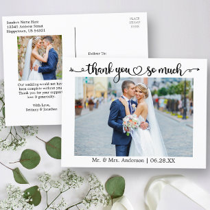 Cartão Postal Casamento Cardíaco Da Caligrafia Muito Obrigado Fo