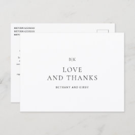 Cartão Postal Casamento Clássico Elegante Negro e Branco Obrigad