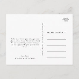 Cartão Postal Casamento Clássico Minimalista Obrigado Cartão-Pos