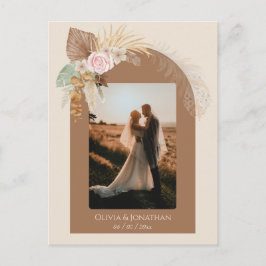 Cartão Postal Casamento Clássico Moderno de Boho Rustico Beige B