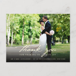 Cartão Postal Casamento Clássico Simples Manuscrito Obrigado