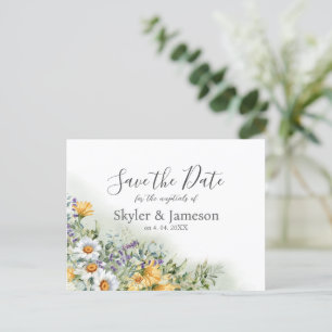 Cartão Postal Casamento Colorido de Flor Selvagem Salvar a Data