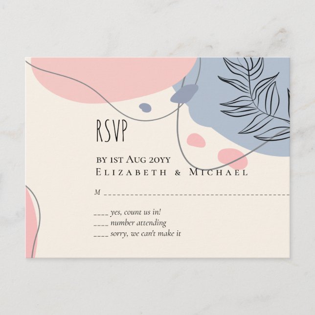 Cartão Postal Casamento com Abstrato moderno japonês escandinavo (Frente)