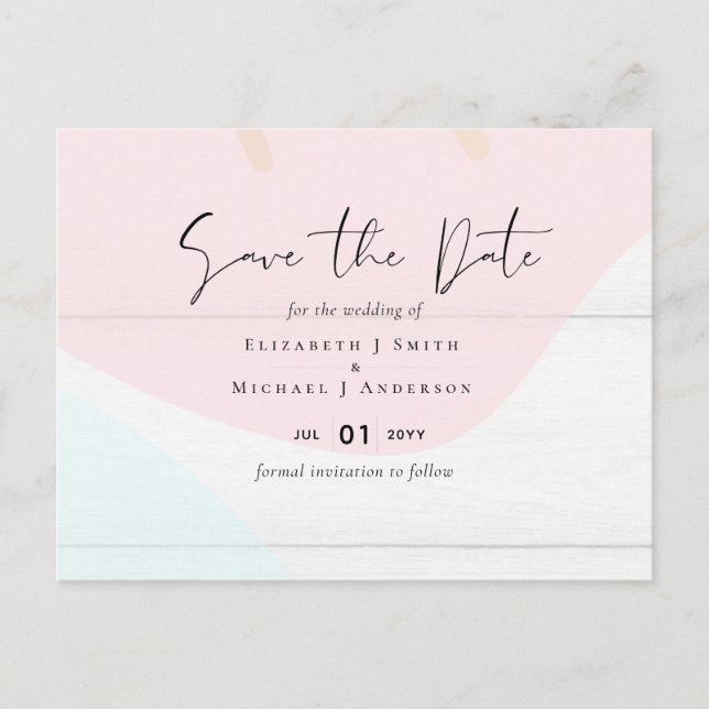 Cartão Postal Casamento com Abstrato moderno japonês escandinavo (Frente)