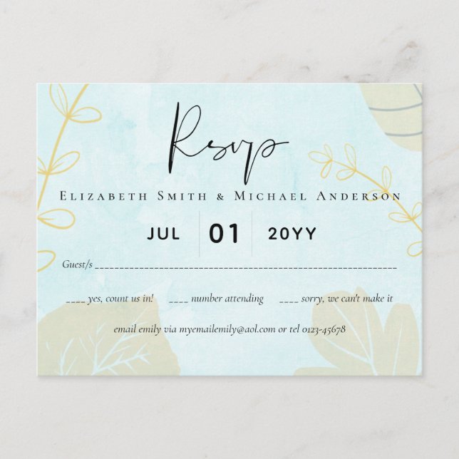 Cartão Postal Casamento com Abstrato moderno japonês escandinavo (Frente)