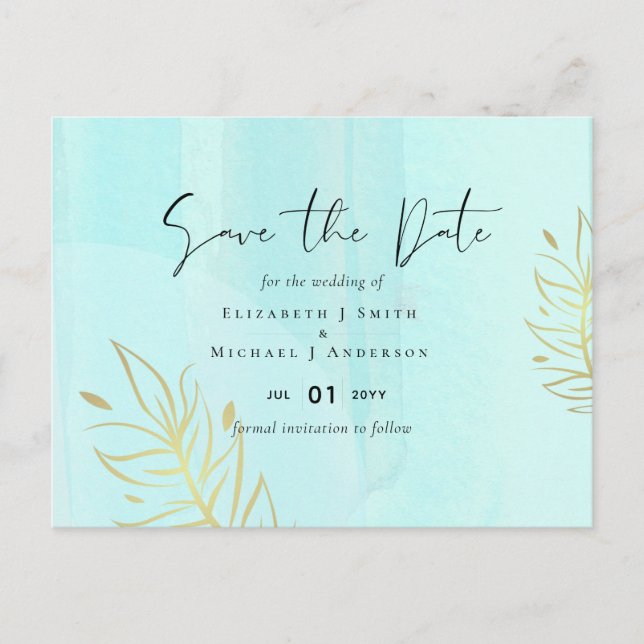 Cartão Postal Casamento com Abstrato moderno japonês escandinavo (Frente)