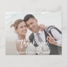 Cartão Postal Casamento com Caligrafia por Foto Chic Obrigado
