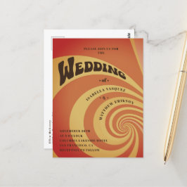 Cartão Postal Casamento com Código QR Amarelo Laranja da Retro 7