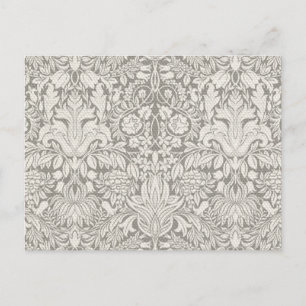 Cartão Postal Casamento com Damask Vintage White Casamento Antig