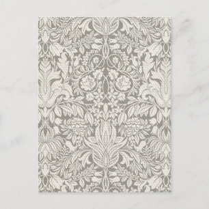 Cartão Postal Casamento com Damask Vintage White Casamento Antig