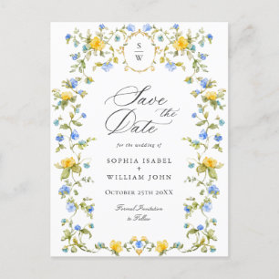 Cartão Postal Casamento com flores selvagens do legante Salve a