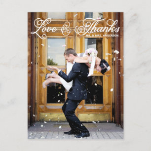 Cartão Postal Casamento com Foto Bonito White - Obrigado