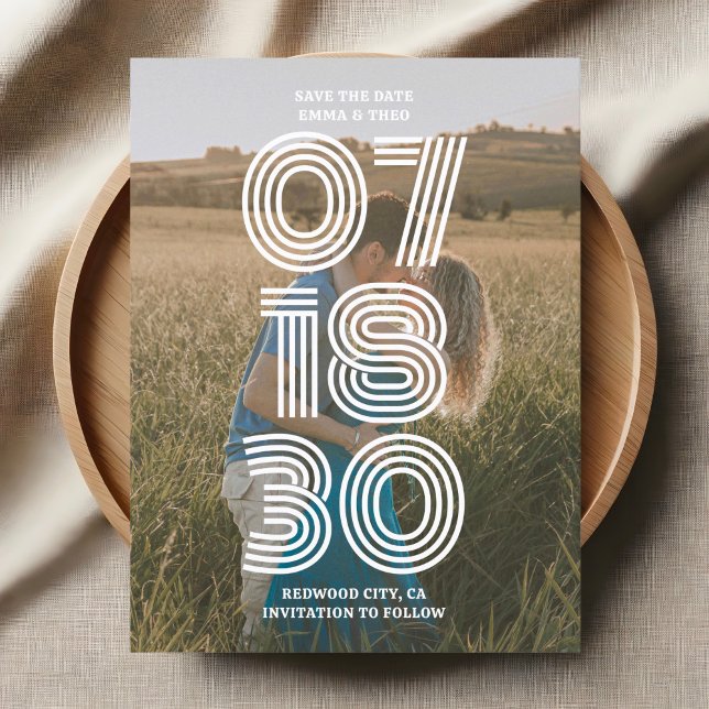 Cartão Postal Casamento com Foto Negrito Retroativo Salva A Data (Criador carregado)