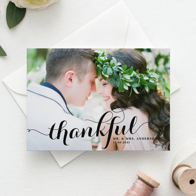 Cartão Postal Casamento com Fotografia de Black Thankful Obrigad (Criador carregado)