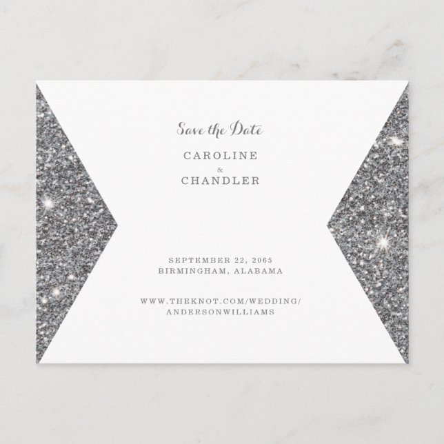 Cartão Postal Casamento com Imagem de Lente de Prata Salva a Dat (Frente)