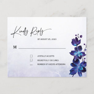 Cartão Postal Casamento com Orquídea Azul
