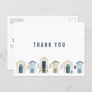 Cartão Postal Casamento com Praia Costeira Obrigado