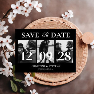 Cartão Postal Casamento com Roteiro Preto e Branco Salvar Data F