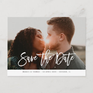 Cartão Postal Casamento com script de fotografia moderno salve a