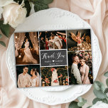 Cartão Postal Casamento Da Colagem De Fotos Rustic Chalkboard Ob<br><div class="desc">Colagem Múltipla De Fotos De Manuscrito Com Letra Rustic Chalkboard Obrigado PostCard. modelo de obrigado de casamento com seis (6) fotos na frente e uma (1) foto na parte traseira. Com o texto "obrigado você" em uma letra de script de caligrafia, escrita à mão, em branco, sobre cinzas escuras ou...</div>