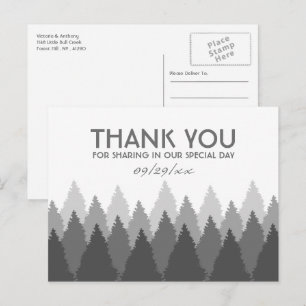 Cartão Postal Casamento Da Floresta Da cinza Woodland Obrigado