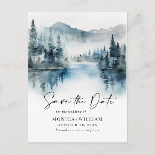 Cartão Postal Casamento da Floresta das Montanhas de Aquarela Sa