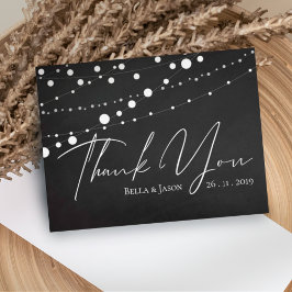 Cartão Postal Casamento das Luzes de Cordas de Chalkboard Obriga