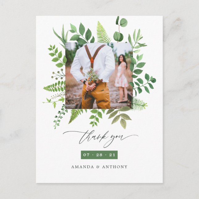 Cartão Postal Casamento de Agradecimento de Vegetação Florestal  (Frente)