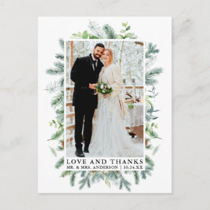 Cartão Postal Casamento de Amor e Agradecimento com Pinheiro em 