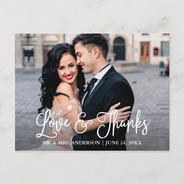 Cartão Postal Casamento de Amor e Agradecimento de Caligrafia Di (Frente)