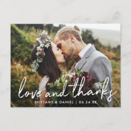 Cartão Postal Casamento de Amor e Agradecimento em Letra Manual