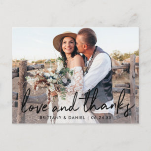 Cartão Postal Casamento de Amor e Agradecimento em Letra Manuscr