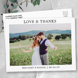 Cartão Postal Casamento de Amor e Gratidão Minimalista Simples M