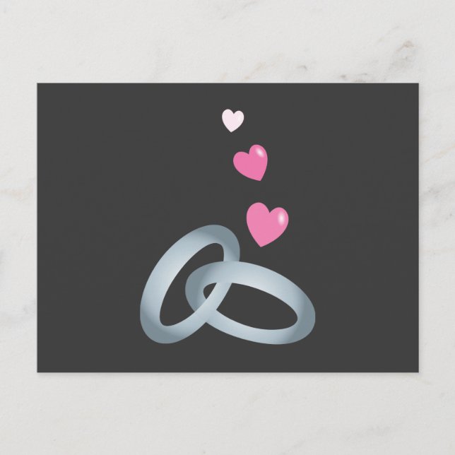 Cartão Postal Casamento de anéis de prata (Frente)