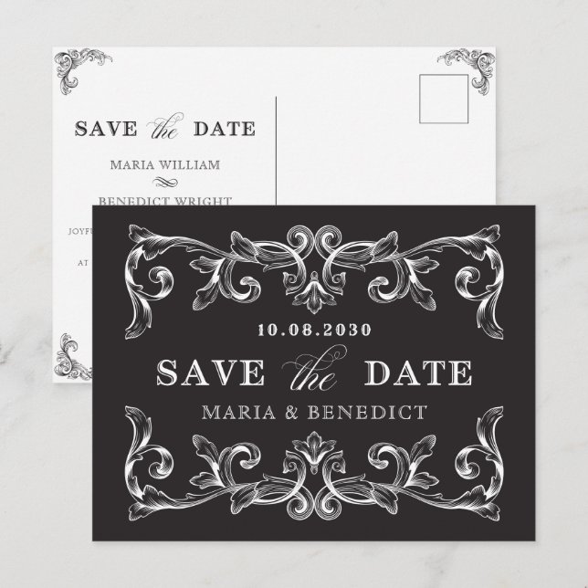 Cartão Postal Casamento de arte de enfeite (Frente/Verso)