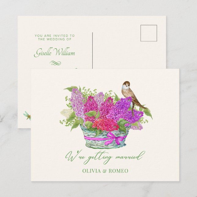 Cartão Postal Casamento de aves buquês (Frente/Verso)