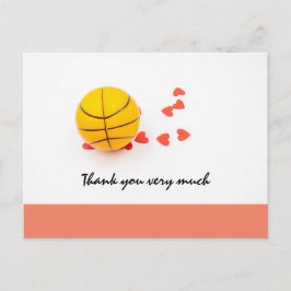 Cartão Postal Casamento de basquete com coração vermelho apaixon