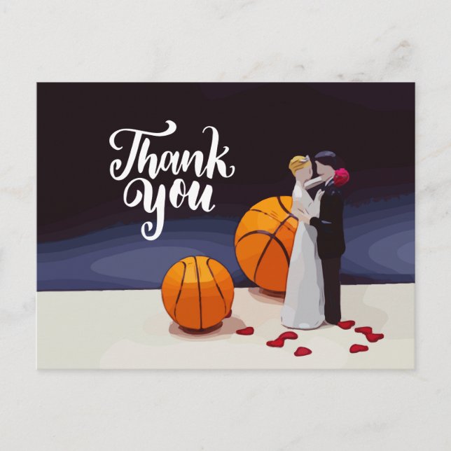 Cartão Postal Casamento de basquete Obrigado (Frente)
