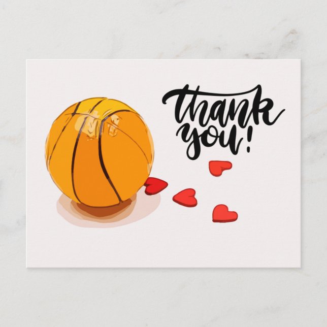 Cartão Postal Casamento de Basquetebol Obrigado (Frente)