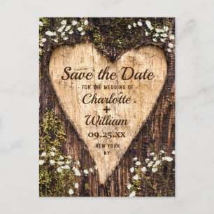 Cartão Postal Casamento De Bebê Do Coração Da Madeira Salva A