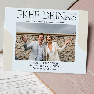 Cartão Postal Casamento de Bebidas Livres Modernas e engraçadas