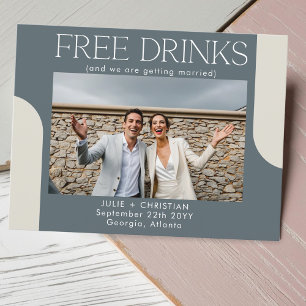 Cartão Postal Casamento de Bebidas Livres Modernas e engraçadas