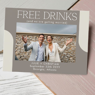 Cartão Postal Casamento de Bebidas Livres Modernas e engraçadas